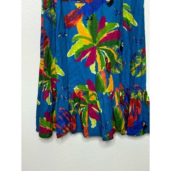 House‎ of Harlow Dress Tropical Milkmaid Summer Midi Maxi Blue Size S - Picture 6 of 12